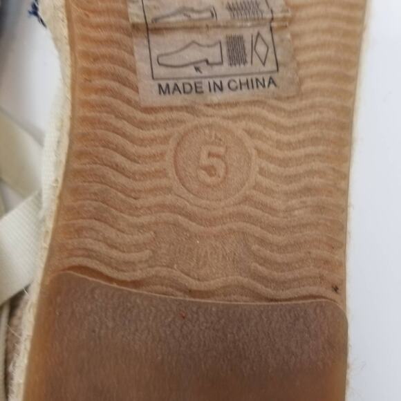 Soludos Women's Lauren Blue White Canvas Ankle Tie Espadrilles Size 5 - Picture 10 of 10